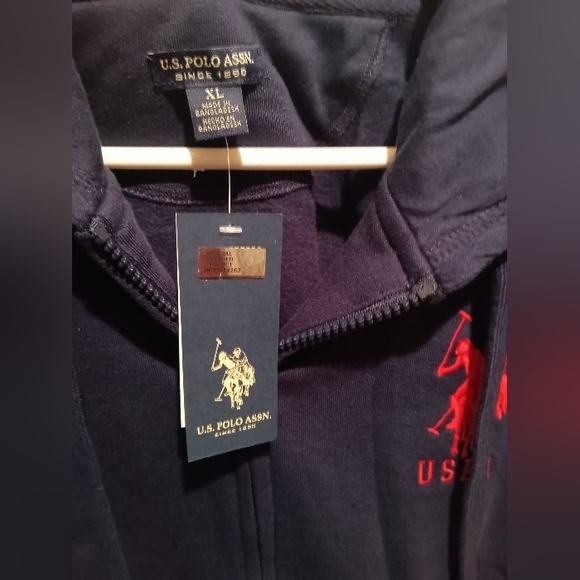 U.S. Polo Ralph Lauren Assn. Full Zip Up Hoodie Navy Blue & Big Red Pony - Picture 3 of 3